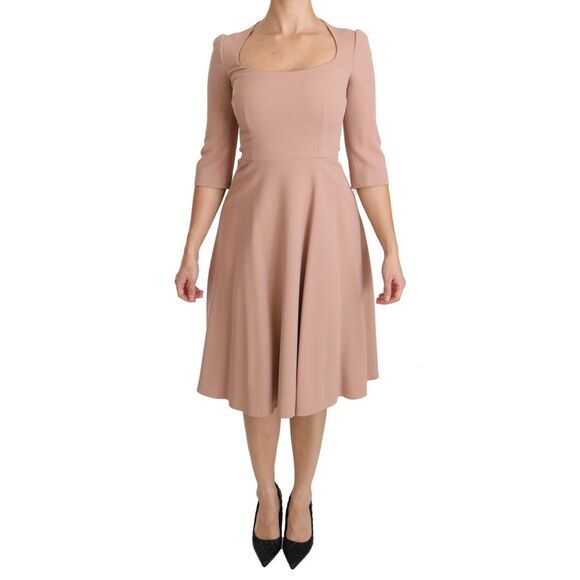 Dolce & Gabbana Pink 3/4 Sleeves A-line Viscose Women's Dress